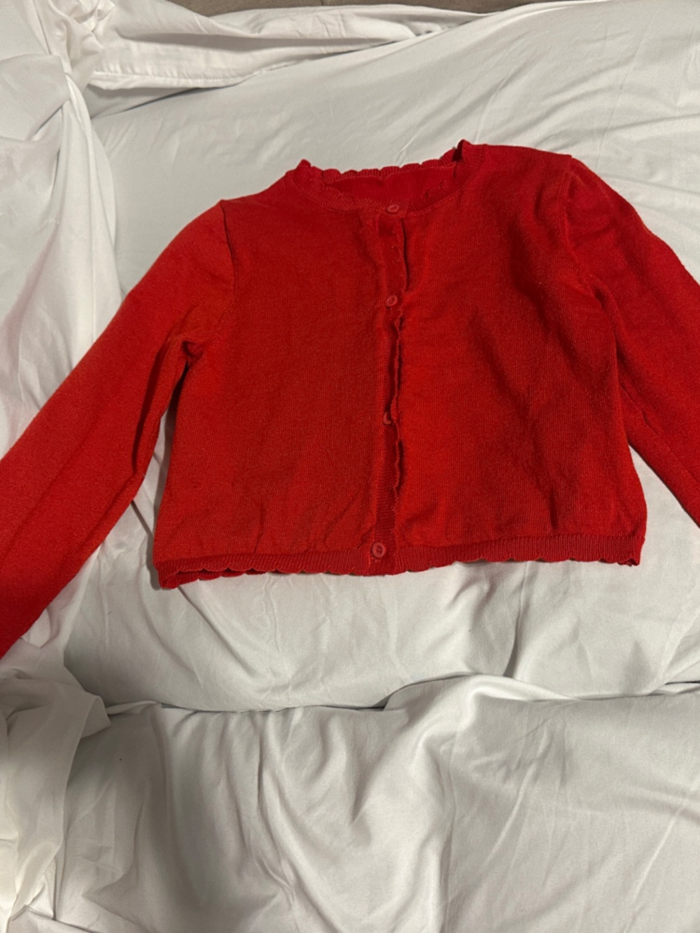 Red Cropped Button-Front Women’s cardigan Sweater